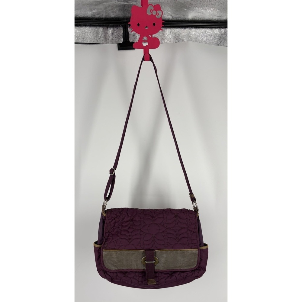 Fossil Key Per Purple Quilted Messenger Crossbody Bag Purse Tote Floral Y2K Boho